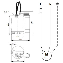 Grundfos Unilift KP 250 AV 1 drenažinio siurblio schema